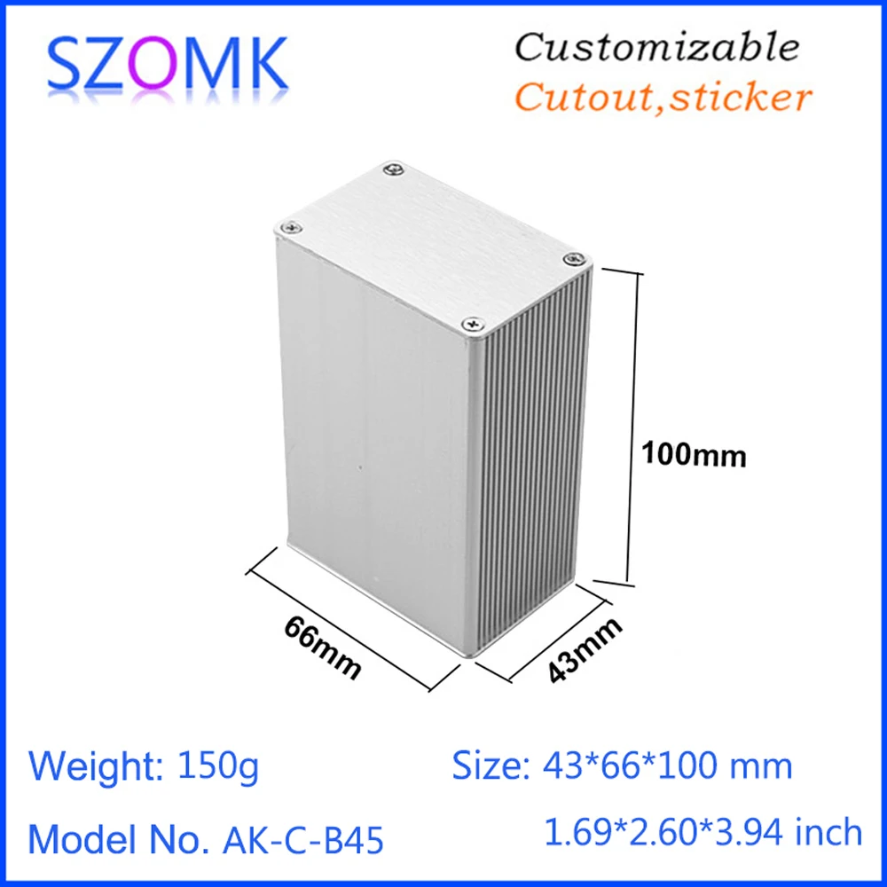 

4 Pcs 43*66*100mm anodizing aluminum enclosure extrusion box szomk hot selling silvery aluminum case distribution outlet boxes