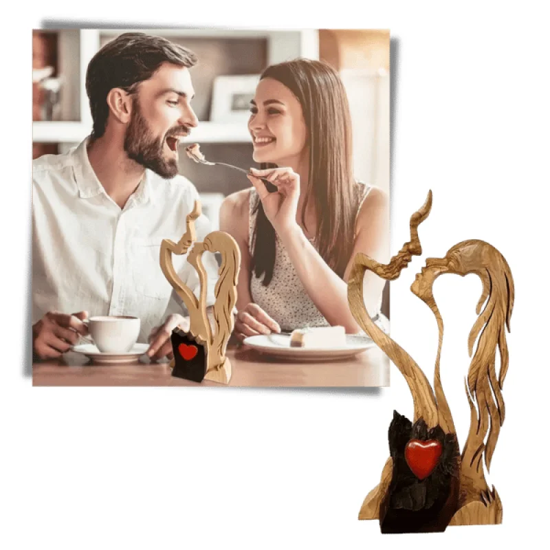 Любовь Вечные деревянные украшения Деревянное сердце Настольная скульптура