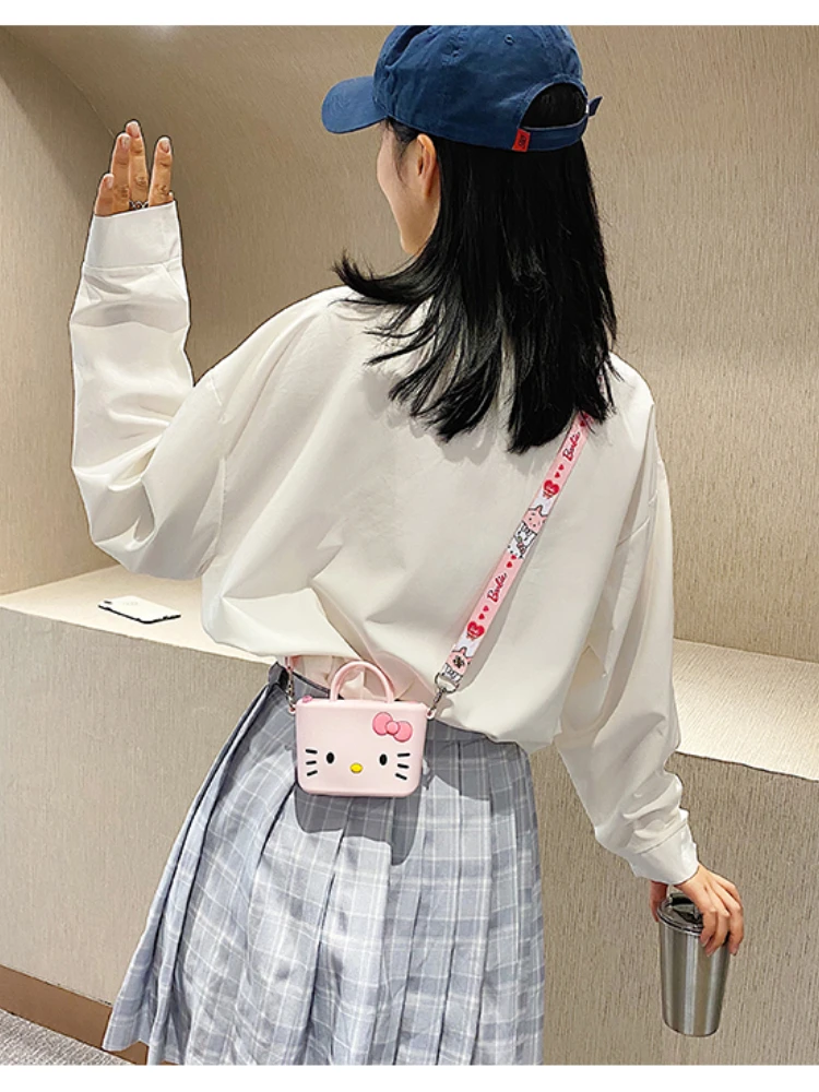 Маленькие детские сумки Hello Kitty модная Милая силиконовая мультяшная Портативная