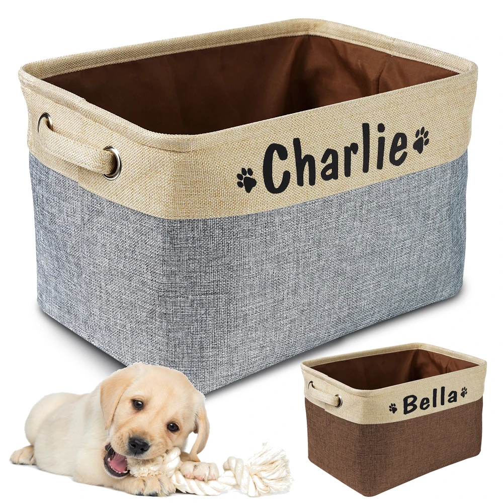 

Canvas Bag Foldable Pet Toys Linen Storage Box Bins Dog Accessories Pet SuppliesPersonalized Pet Dog Toy Storage Basket Dog