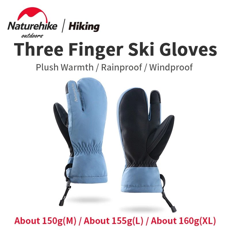 

Naturehike 2022New GL12 Three Finger Gloves 0℃~-15℃ Winter Snow Travel Skiing Gloves Plush Thickening Warmth Can Touch Screen