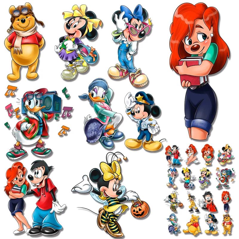 

Fashion Dance Minnie Football Mickey Music Donald Duck Goofy Iron On Transfer Clothing Thermoadhesive Patches Applique Decor