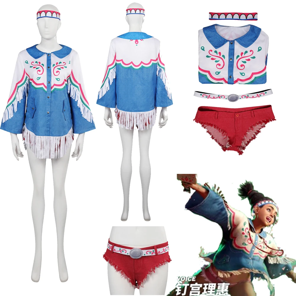 

Lily Cosplay Costume Game Fighter 6 Coat Shorts Belt Headband Uniform Outfits Adult Halloween Carnival Party Suit Ladies Women