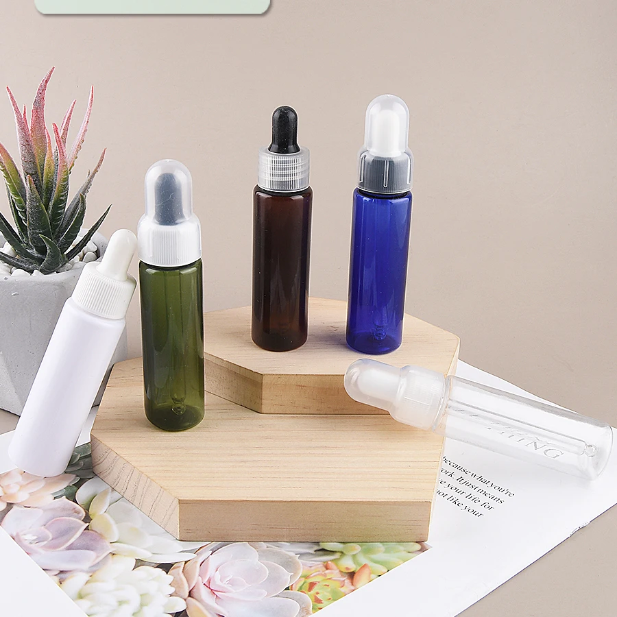 

50pcs 30ml Mini liquid PET Plastic Dropper Bottle 1oz Clear Amber Green Clear White Dropper Containers for Essential Oil Use