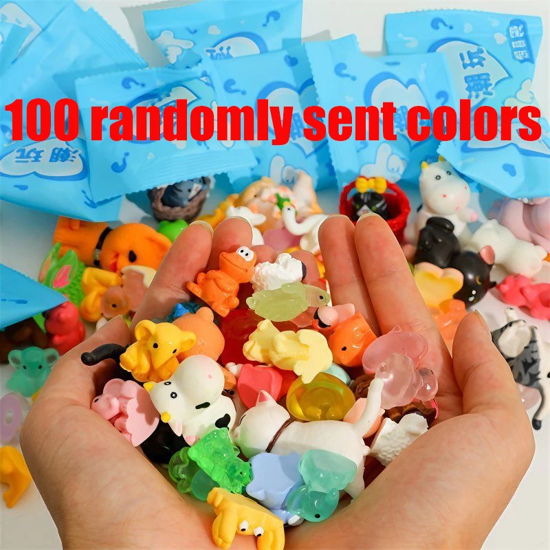 

100 шт., мини-смола, коробка для еды в виде животных, игрушки, офисные настольные украшения, креативные украшения для сада, слепые пакеты, цвета, отправлено случайным образом