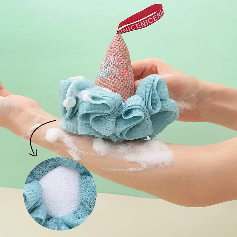

Baby Bath Ice Cream Cute Cartoon Bath Sponge Care Scrub Shower Massager Body Cleaner Brush Bathroom Foaming Towel Ball