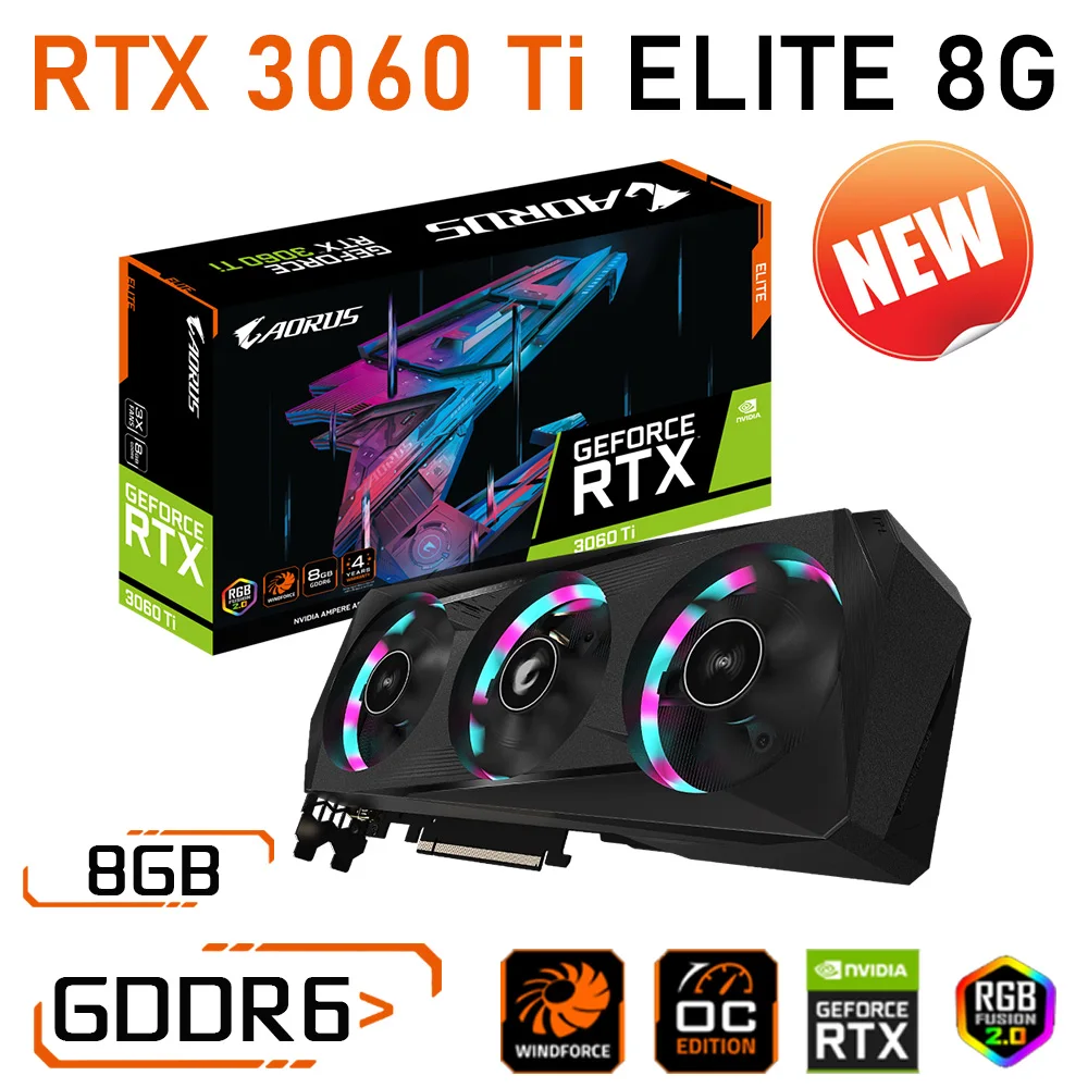 

Gigabyte RTX 3060Ti Graphics GDDR6 8GB 256bit NVIDIA RTX 30 Series GPU RTX 3060 Ti Video card GDDR6 PCI Express 4.0 16X New