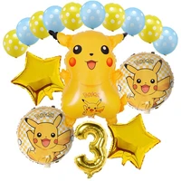 pokemon birthday party decorations pikachu foil balloons disposable tableware plate napkin backdrop for kids boy party supplies