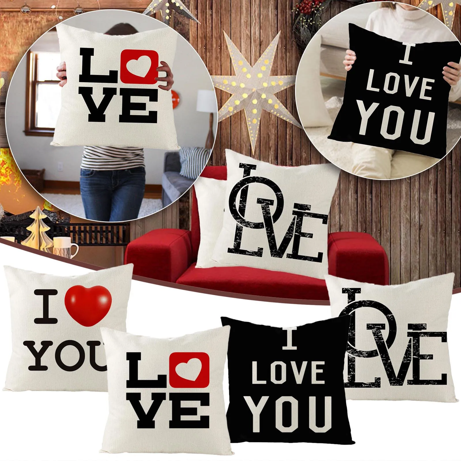 Наволочки на подушки День Св. Валентина 18x18 дюймов Декор подарок день
