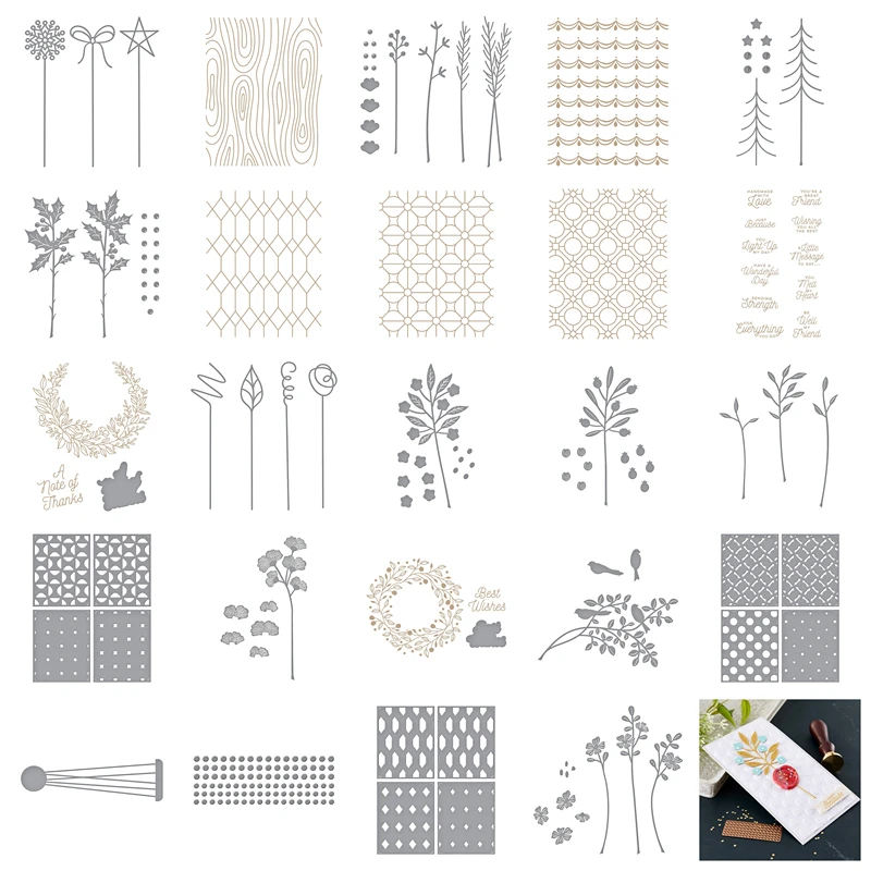 

Christmas Woodgrain Sealed for the Holidays Series New 2022 Cutting Die Hot Foils Stencils Scrapbooking Paper Making Card Craft