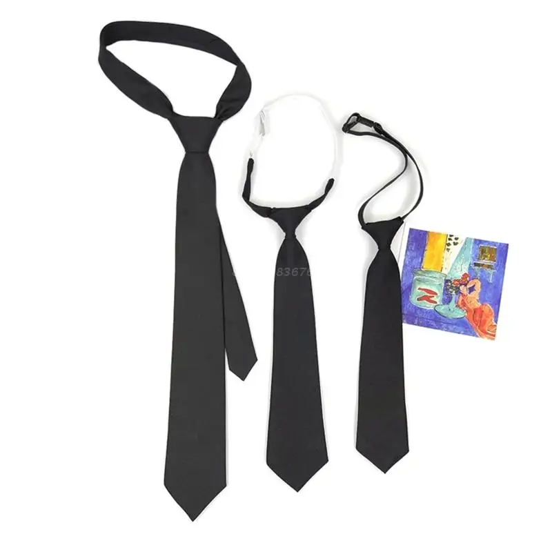 

Student Solid Color Basic Black Small Necktie Short Handsome Casual All-Match Decorative Fashion JK Uniform Tie Knot Free