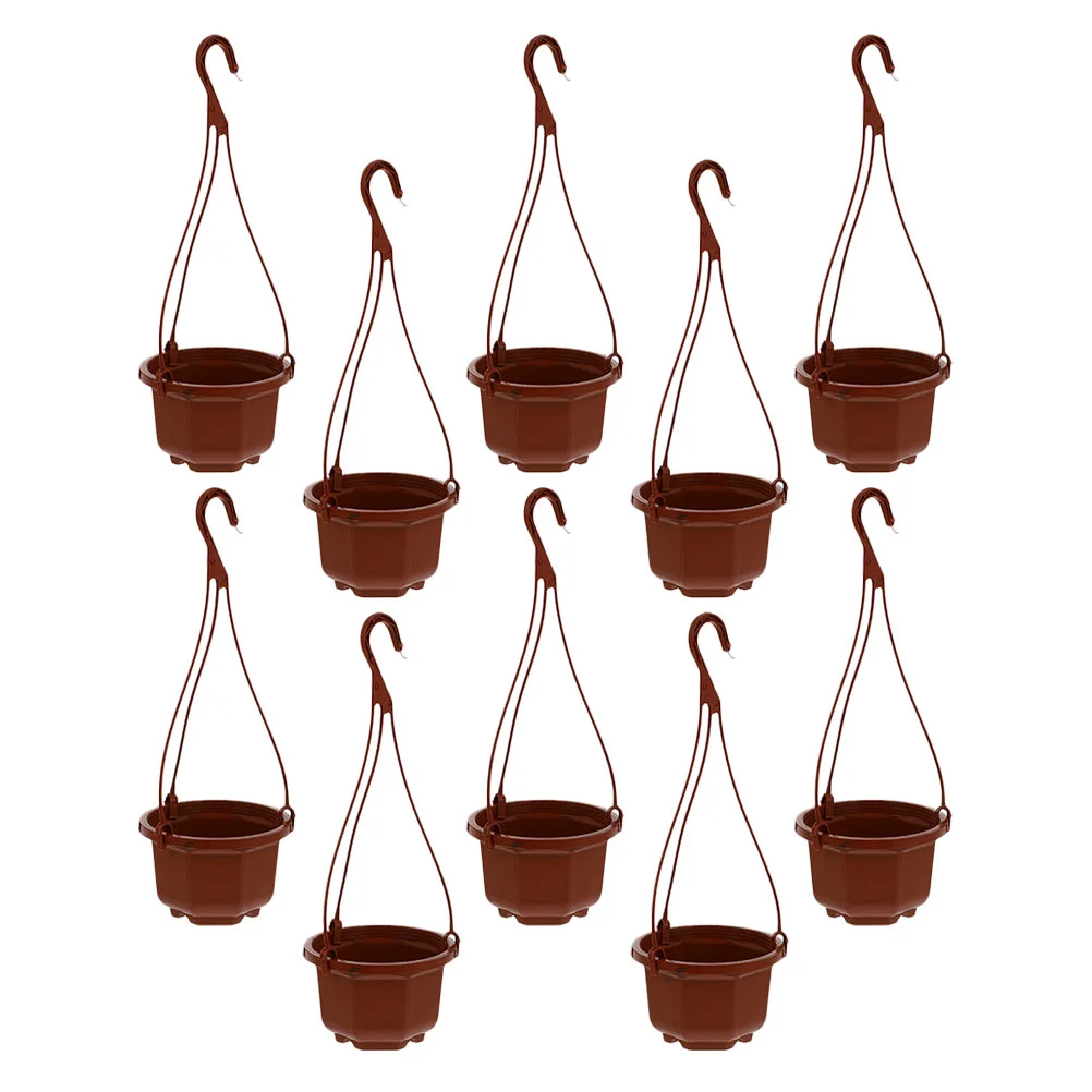 10 Sets Hanging Planter Basket Round Wall Garden Pot Plastic Flower Orchid Pots Mount Rack Succulent Holder Nursery