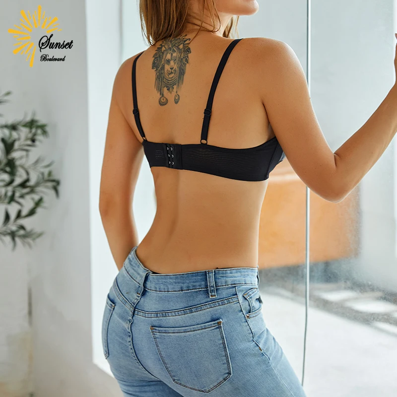 2022 New Classic Cross Bandage Bra Lingerie Push Up Brassiere Lace Underwear Sexy Deep V Hollow Out Cup for Women Underwear