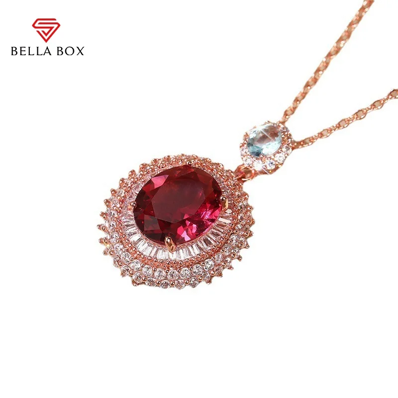 Женское Ожерелье с кулоном Bella Box овальное красное ожерелье из блестящего