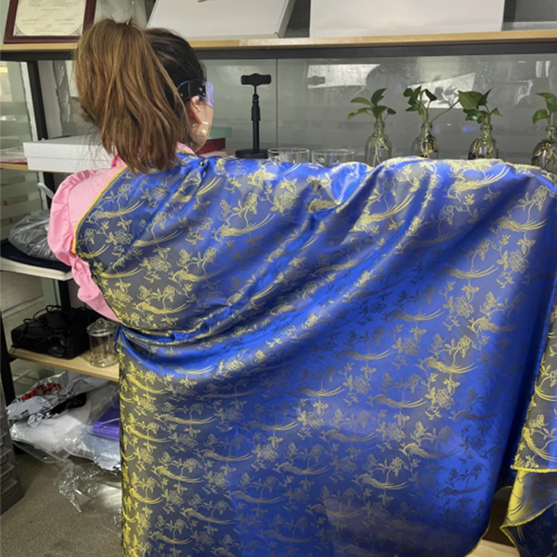 

114 см шириной 20 мм градиентная синяя шелковая вискозная ткань для летней одежды, рубашки, F026