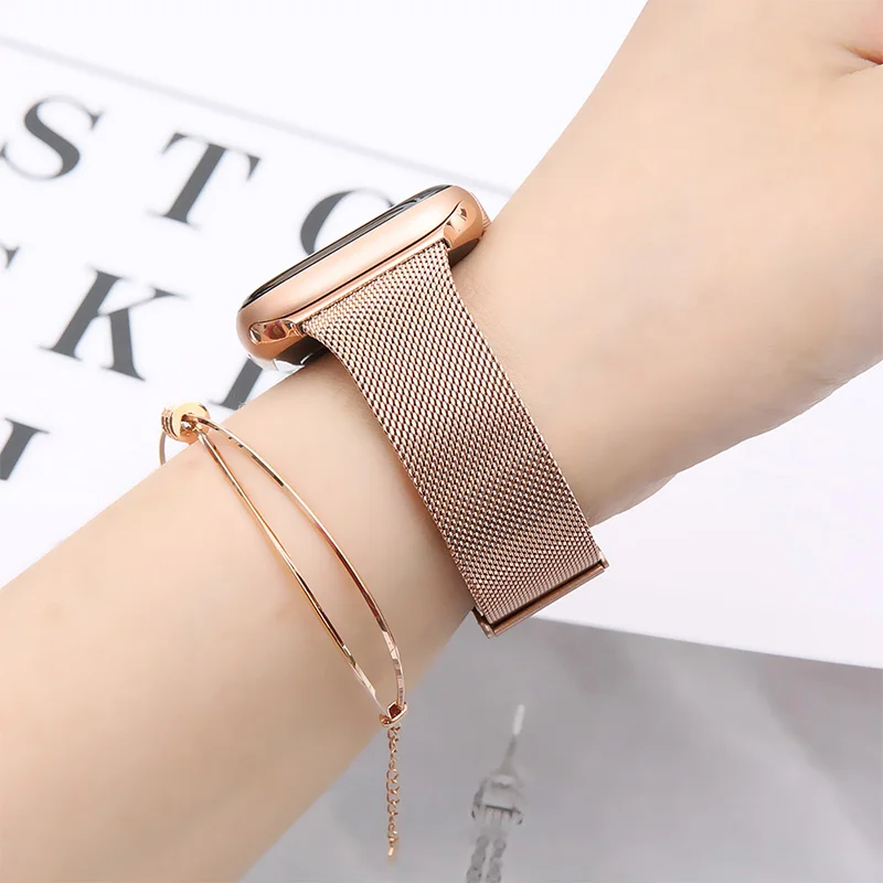 Магнитный ремешок для apple watch band 44 мм 40 38 мм/42 тонкий браслет из нержавеющей стали