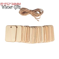 unfinished nature wood slice gift tags blank rectangle wooden hanging label with hemp ropes for wedding party diy decor