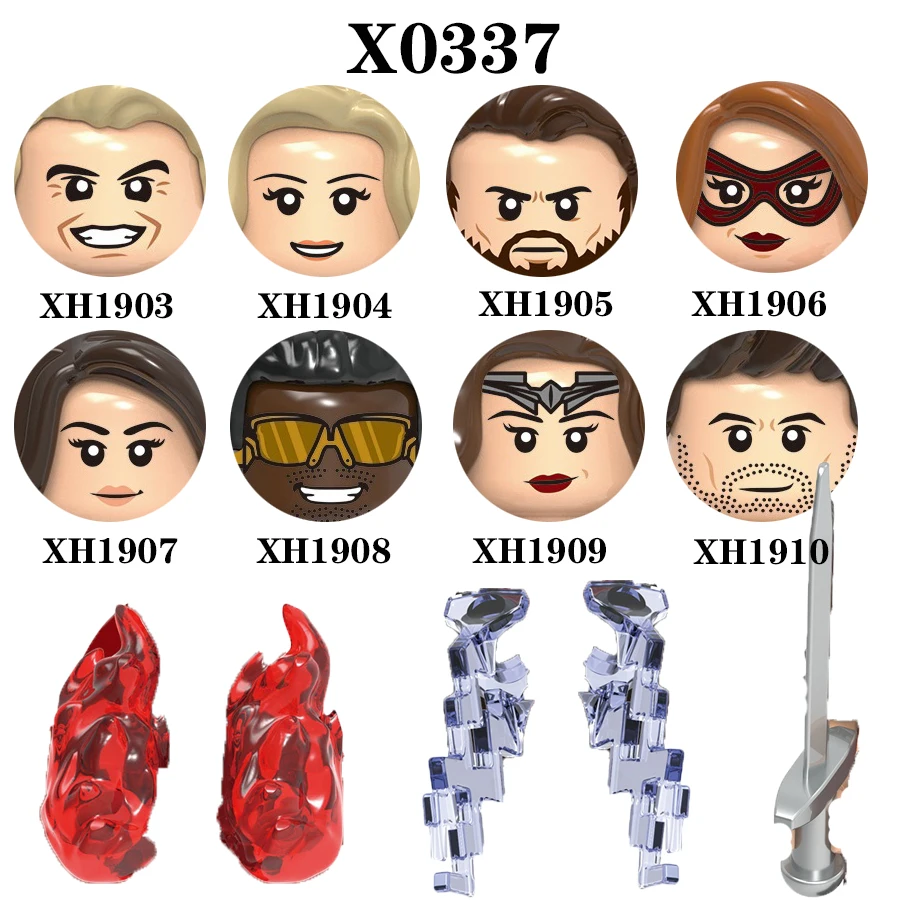 

X0338 X0337 Building Blocks Movie Series Heroes Accessories Head Hair Action Figures Kid Toys Creative Gift For Children