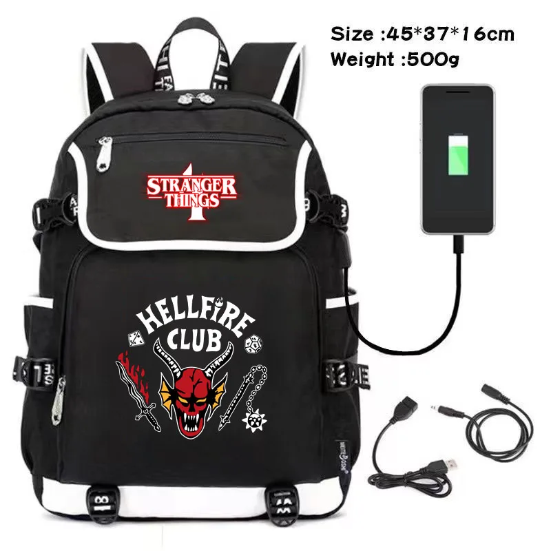 

Stranger Things Season 4 Backpack for Men Usb Rechargeable School Backpack for Teen Boys Girls Students Laptop Travel Rucksack
