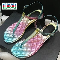2022new chare100 french original slippers womens sandals chain rubber bottom non slip inner leather luxury counter box dust