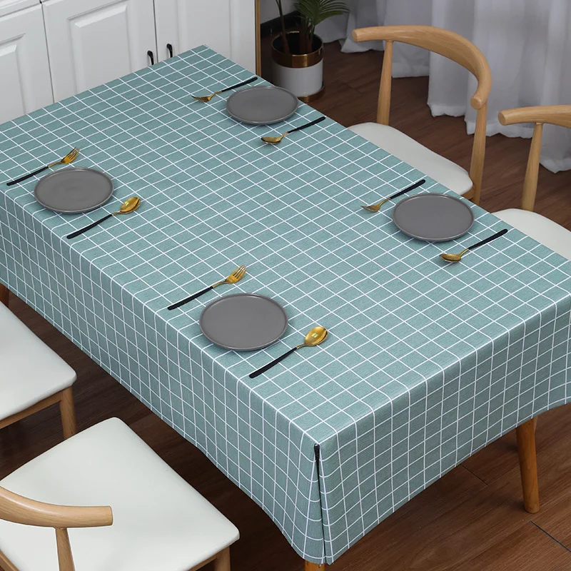 

Simple And Fresh Plaid PVC Tablecloth ins Idyllic Student Desk Tablecloth Restaurant Table Mat Waterproof And Oilproof Pastoral