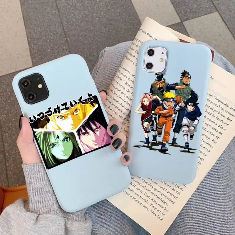 

BANDAI Naruto Japan Anime Phone Case for iPhone 11 12 13 Mini Pro Xs Max 8 7 6 6S Plus X XR Solid Candy Color Case
