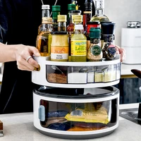 kitchen rotary spice rack multilayer transparent large capacity countertop organizer spice oil bottle rack kitchen utensils