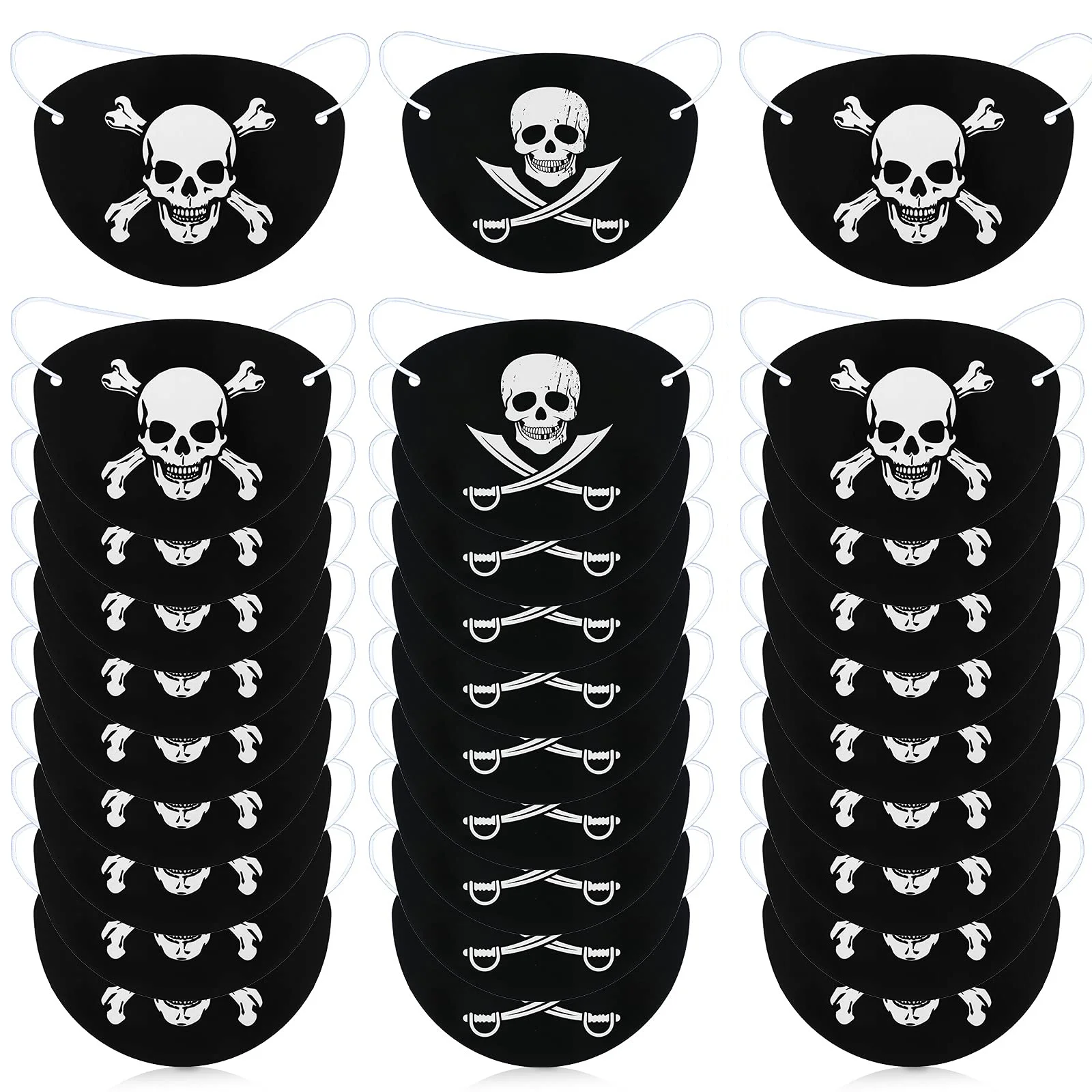 

24 Pieces Pirate Captain Eye Patches Halloween Party Favors Black Felt Skull Eye Patches Birthday Favors and Costume Props