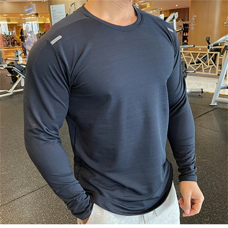 Men's Sports Fitness Shaper Long Sleeve Tops Autumn Compression Quick Dry Tight Sweatshirt Outdoor Gym Training Casual T-Shirts