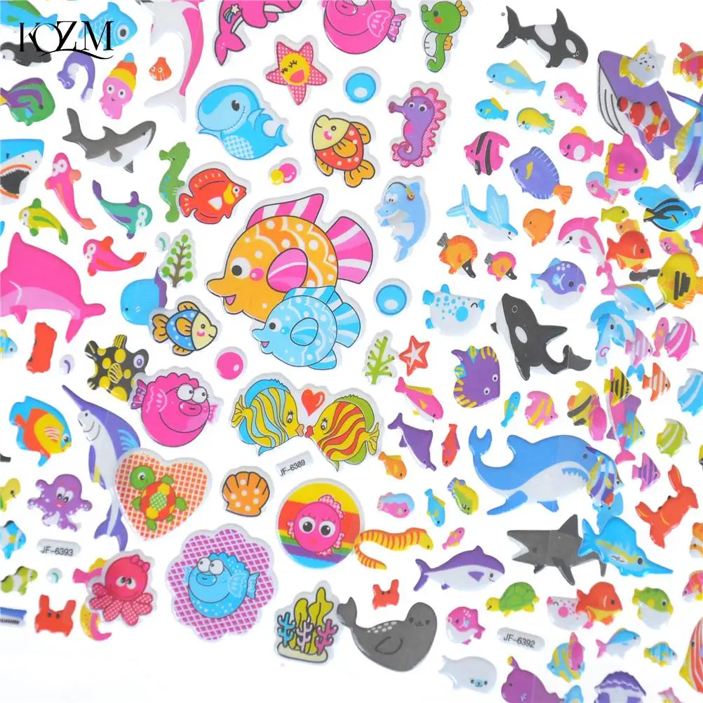 

5 Sheets/set Marine Life Fish Animals Scrapbooking Bubble Puffy Stickers Sea Fishes Stickers Kawaii Reward Kids Toys