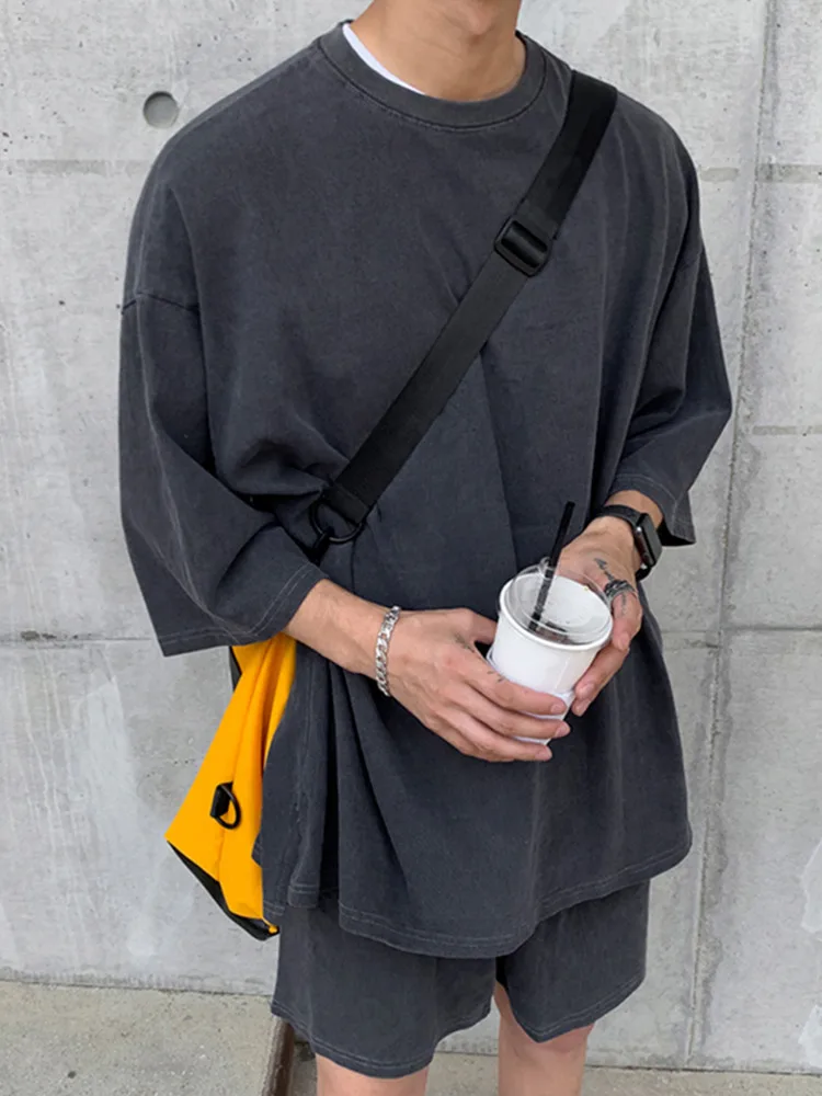 

SYUHGFA Men Clothing 2022 Summer Harajuku T-shirt Korean Fashion Oversized T Shirt Loose All-match Streetwear Tops For Male