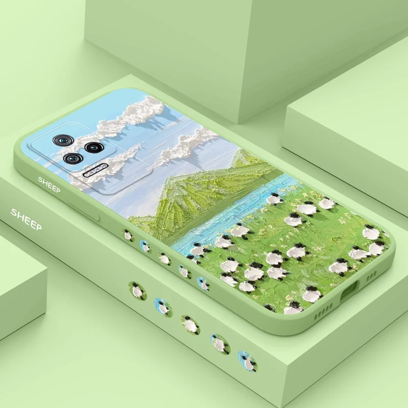 

Oil Painting Lambs Phone Case For Xiaomi Poco M5S F4 X4 M4 F3 X3 M3 F2 X2 Pro 4G 5G GT Liquid Silica Cover