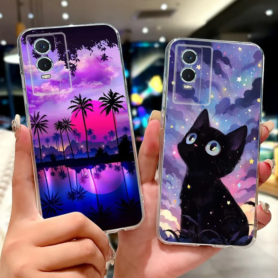 Новый дизайн чехла для телефона Vivo Y76S V2156A/Y74S V2009A Прозрачная задняя крышка из ТПУ