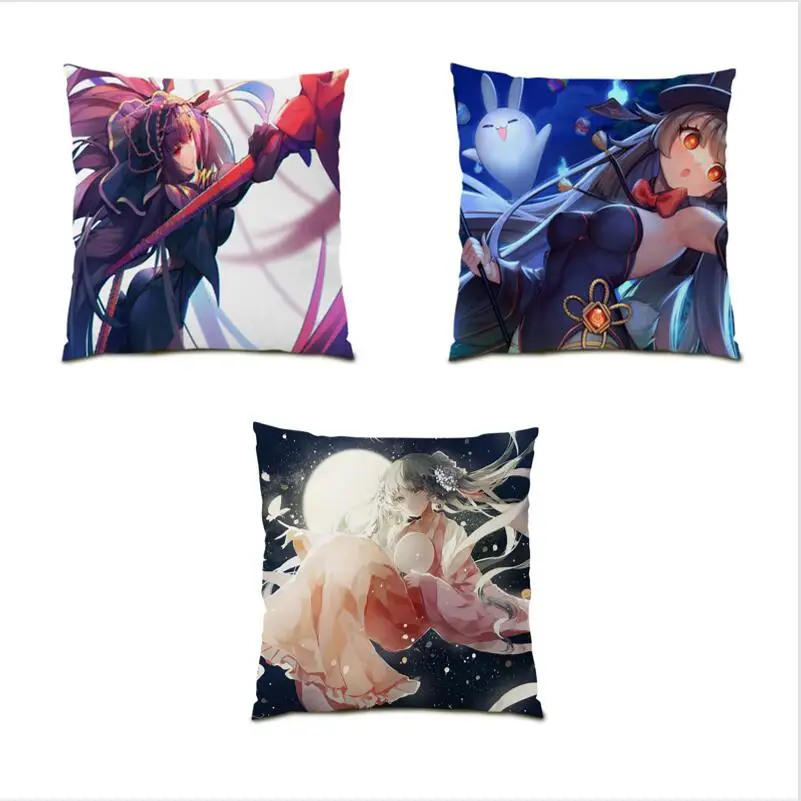 

Anime Polyester Linen Cushion Cover 45x45 Beautiful Girl Cute Living Room Decoration Sigle Throw Pillow Case Square Kawaii E0931