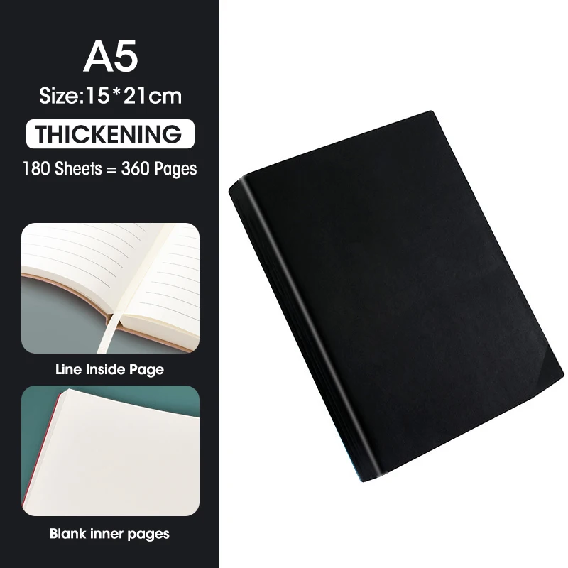 

Блокнот А5 из мягкого PU кожи, 180 страниц