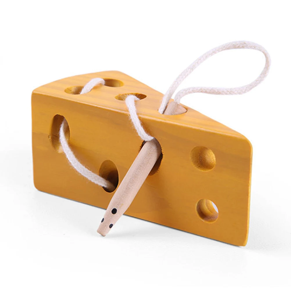 

Wooden Education Baby Kindergarten Mouse Thread Cheese Plaything Early Learning Education Toys Montessori Aids Math Teaching Toy