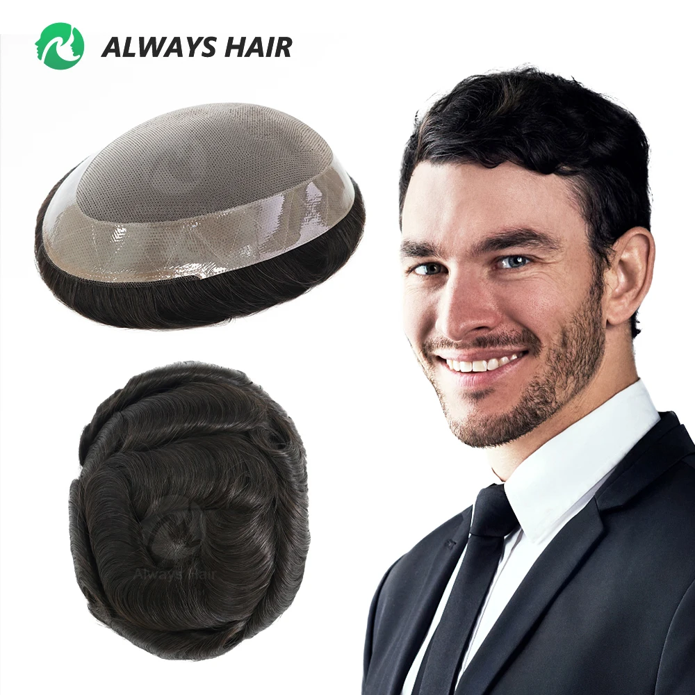 High Quality Man Toupee 1/8 Folded French Lace Durable Fine Mono Men's Capillary Prosthesis Hair Multiple Size Wig Man Free Ship