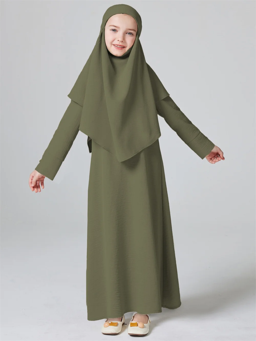 Абая Рамадан Ид Kebaya Девушки Комплект из 2 предметов Мусульманские платья с