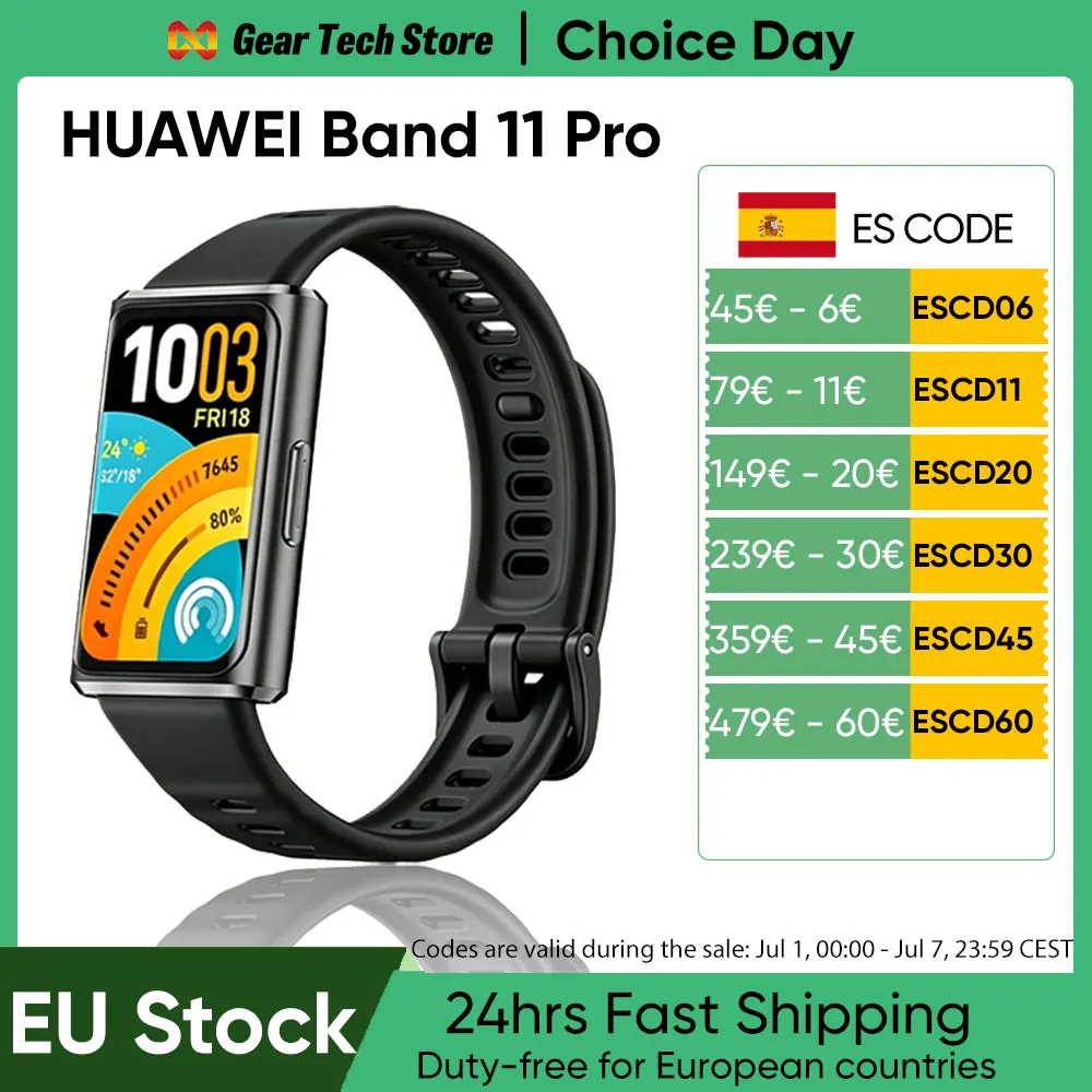 Global Version Huawei Band 11 Pro Smartwatch 1.62 Inch Amoled 2.4 Ghz Bluetooth 6.0 Message Reminder Heart Rate and Spo₂ Android and Ios