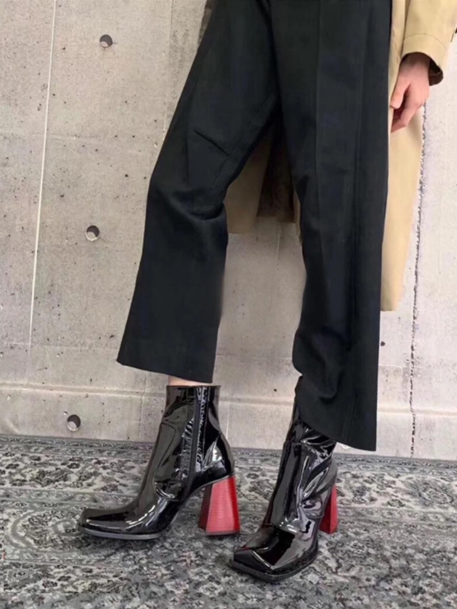 

2022 осень и зима плюс бархатные прозрачные женские короткие сапоги на очень высоком каблуке с кристаллами ботинки мартинсы на толстом каблу...