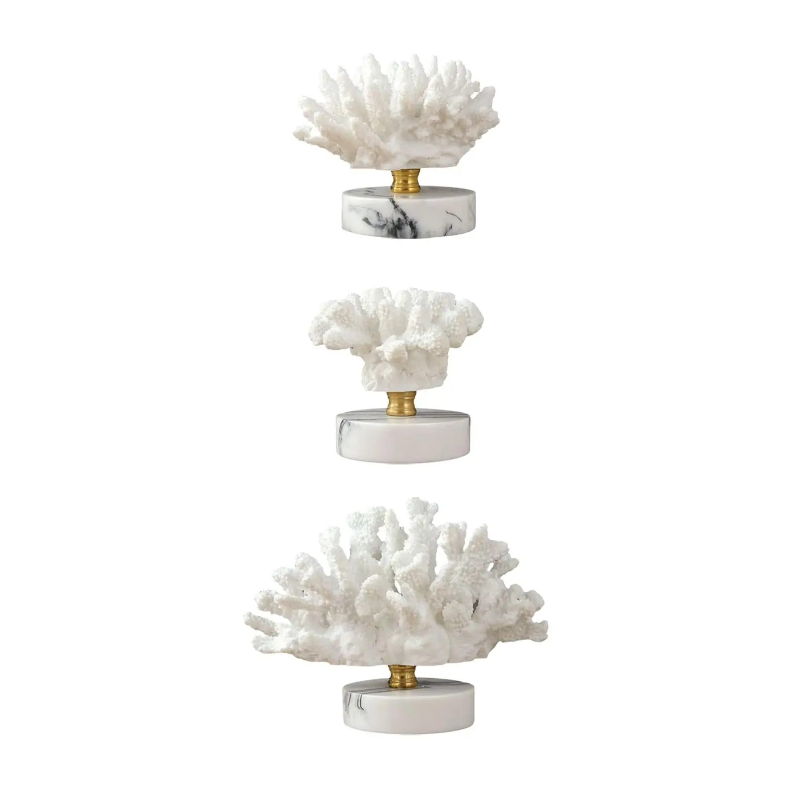 

Artificial Coral Sculpture Crafts Marble Base Figurine Statue Arts Collection for Bookcase Bedroom Wedding Decoration Gift