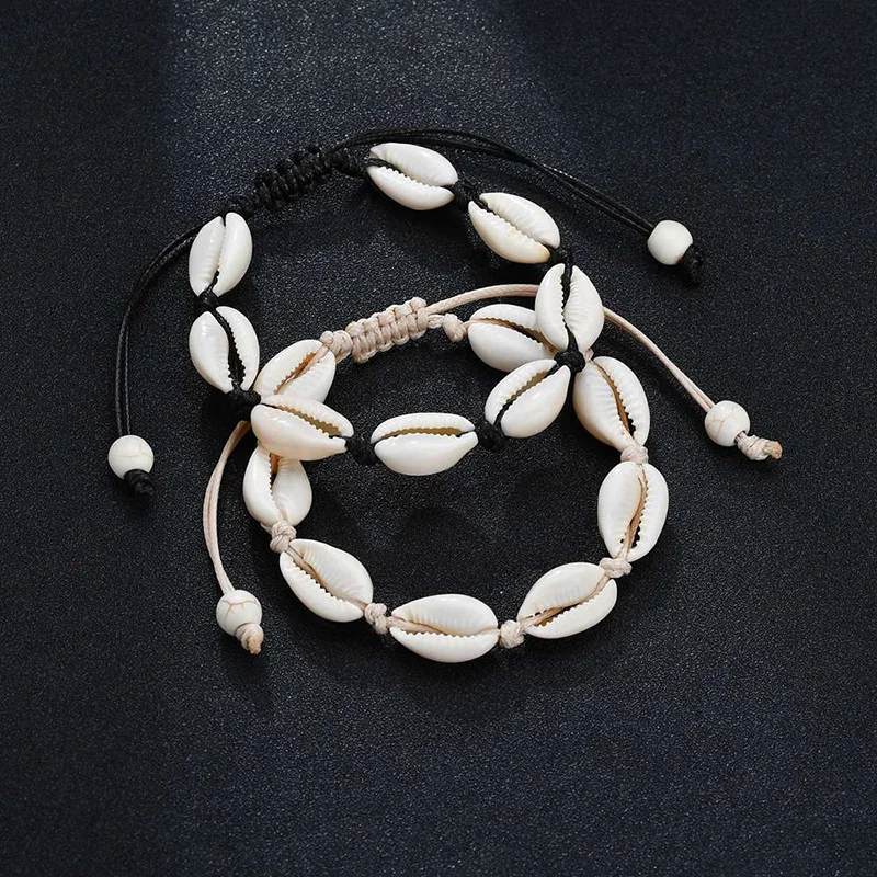

Handmade Sea Shell Charm Bracelets For Women Bohemian Beach Cowrie Seashell String Rope Chains Fashion Jewelry Gifts