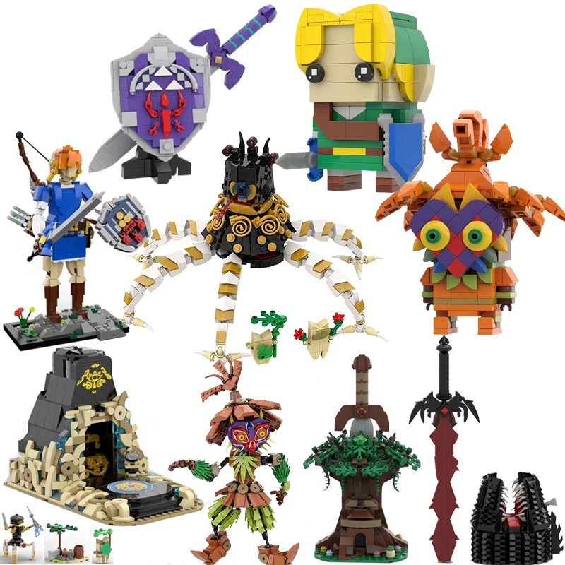 

MOC Game Series Zeldaed Breath Of The Wilded Building Blocks Ruins Master Sword Stable Hyruleds Shield Anime Figures Kids Toys