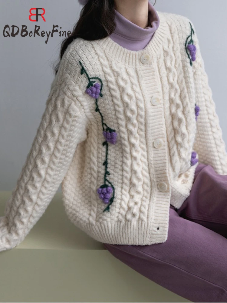 

Women Oversized Cardigan Autumn Winter Korean Fashion Sweet Sweater Coats Cute Casual O-Neck Warm Knitted Cardigan for Women