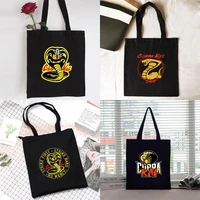 shopping bag women canvas shopper shoulder bag eco handbag 2022 fashion organizer tote bag commute grocery bag cobra print