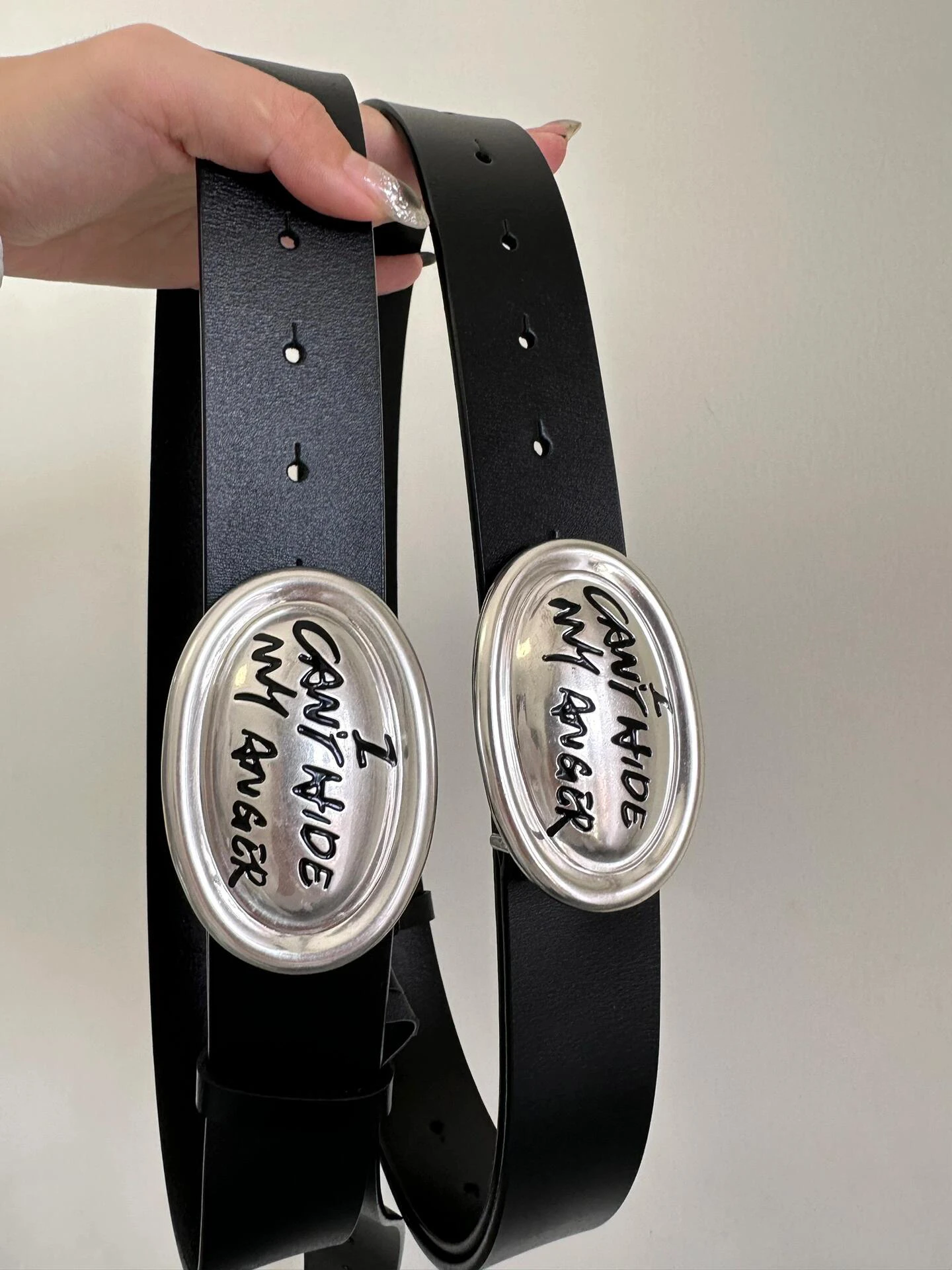 Astute I Can't Hide My Anger Slogan Genuine Leather Belt Graffiti Punk Gyaru Distressed