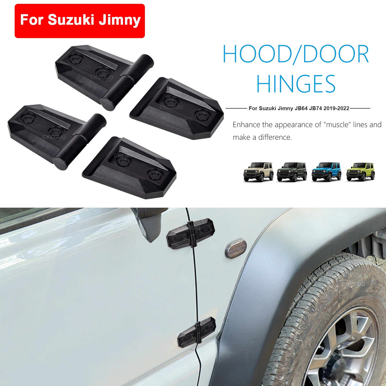 

Car Engine Hood Door Hinge Decoration Cover Trim Sticker For Suzuki Jimny JB64 JB74 2018-2020 Auto Mouldings Accessories