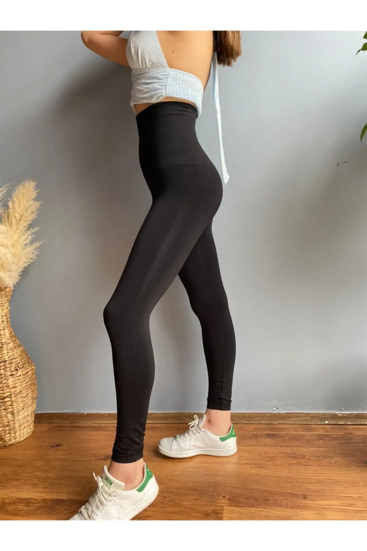 Women's Black Knitted Biker Tights