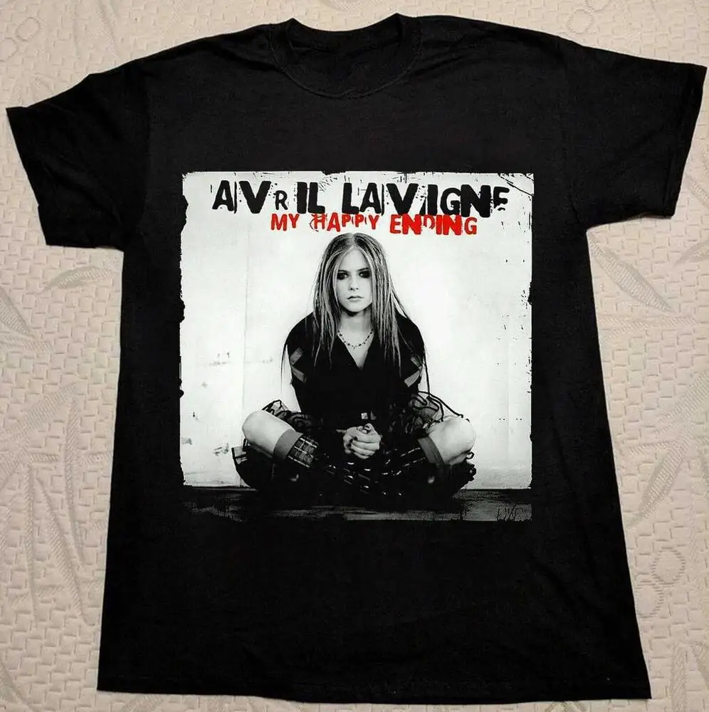 Рубашка унисекс Avril Lavigne My Happy Ending черная S-4XL J464