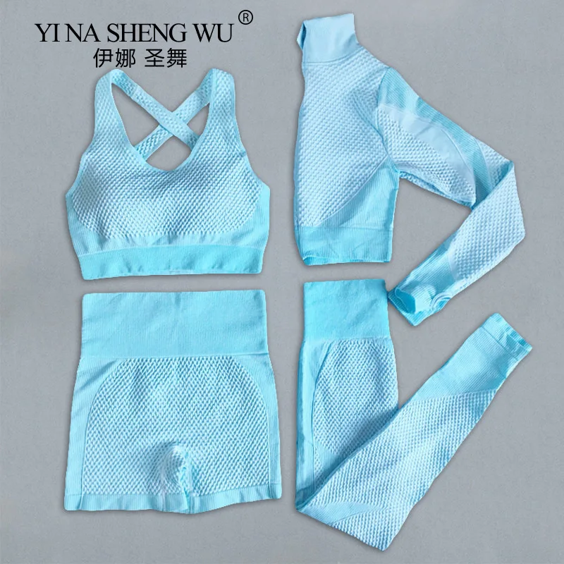 

Seamless Women Yoga Sets Female Sport Gym Suits Wear Running Clothes Women Fitness Sport Yoga Suit Long Sleeve Yoga Clothing New